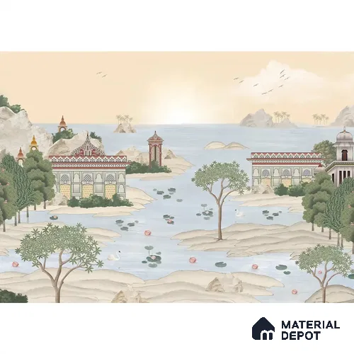 Dream Palace, a Fusion Theme Wallpaper for Homes, Customised Sukoon Series Handmade Patterned Design (Customised Size Wallpaper)
