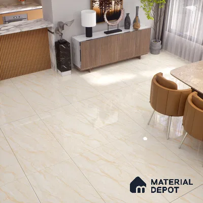 Marble Floor & Wall Tile TL 02192 Drete Beige 4 ft x 2 ft Glossy Finish Vitrified Tile - 9 mm (Sample)