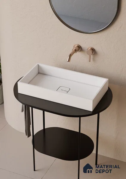 Durres Solid White Translucent Basin BS 00234 495 x 300 mm Artificial Stone Acrylic Body Stain Free Designer Basin - 130 mm | Suitable For Bathroom, Vanity & Utility Areas