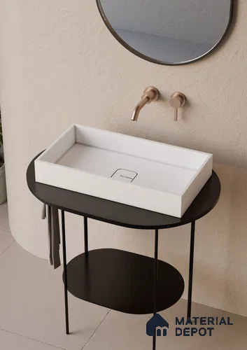 Durres Solid White Translucent Basin BS 00234 495 x 300 mm Artificial Stone Acrylic Body Stain Free Designer Basin - 130 mm | Suitable For Bathroom, Vanity & Utility Areas