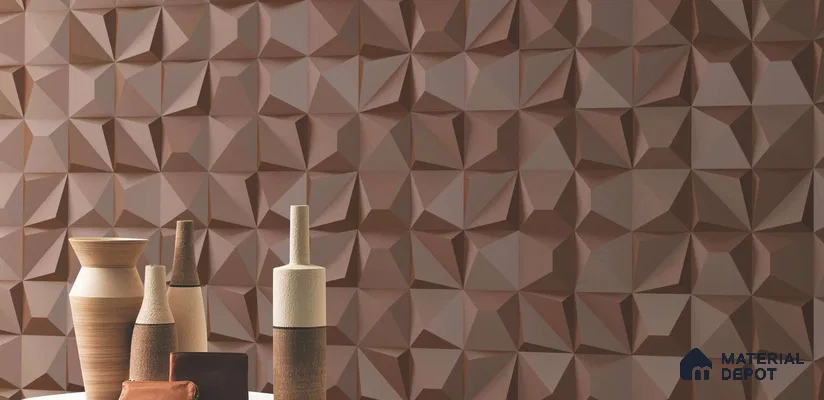 3D Wall Tile TL 01457 A Dusk Brown 300 x 300 mm Ceramic Glazed Matte Finish Tile - 9 mm