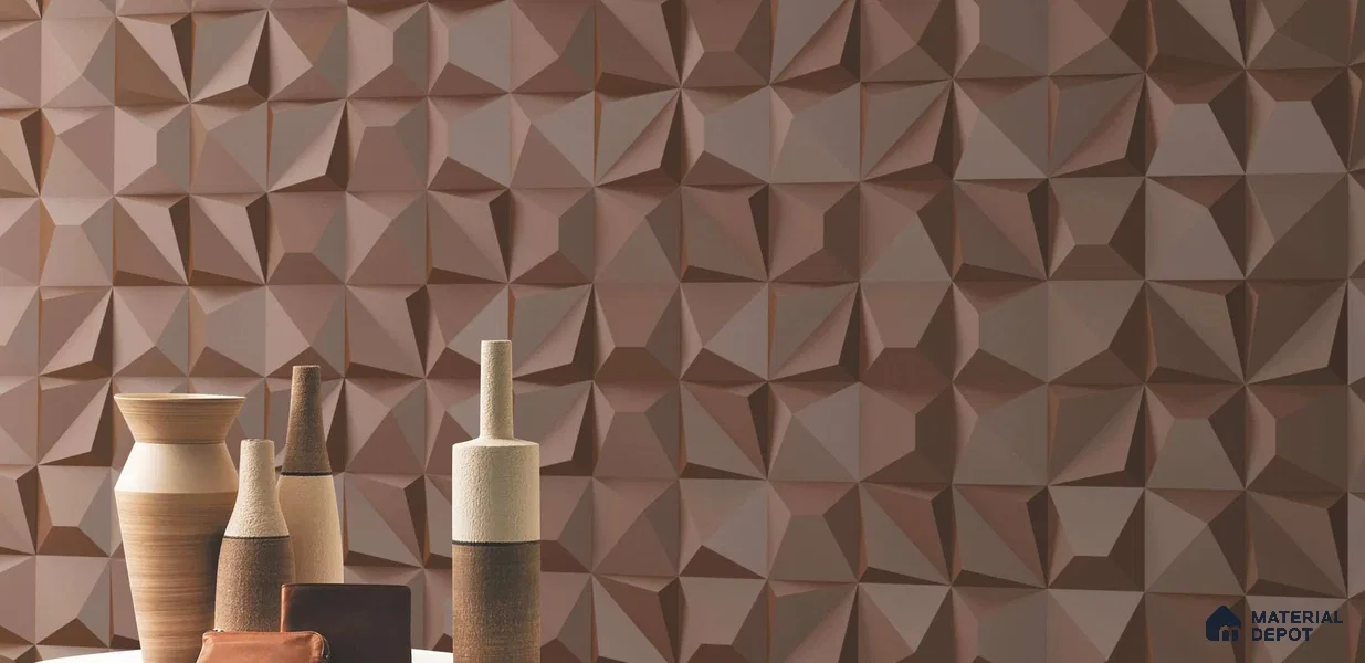 3D Wall Tile TL 01457 A Dusk Brown 300 x 300 mm Ceramic Glazed Matte Finish Tile - 9 mm