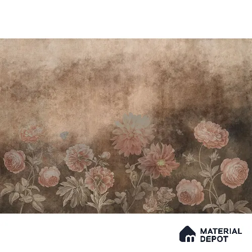 Dusky Charm, Rustic Floral Theme Wallpaper, Customised Sukoon Series Handmade Florals Design (Customised Size Wallpaper)