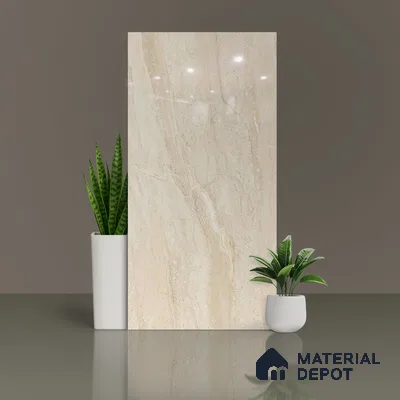 Marble Floor & Wall Tile TL 02204 Dyna Beige 4 ft x 2 ft Glossy Finish Vitrified Tile - 9 mm (Random 5) (Sample)