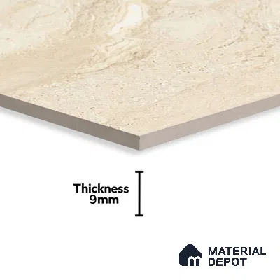 Marble Floor & Wall Tile TL 02204 Dyna Beige 4 ft x 2 ft Glossy Finish Vitrified Tile - 9 mm (Random 5) (Sample)