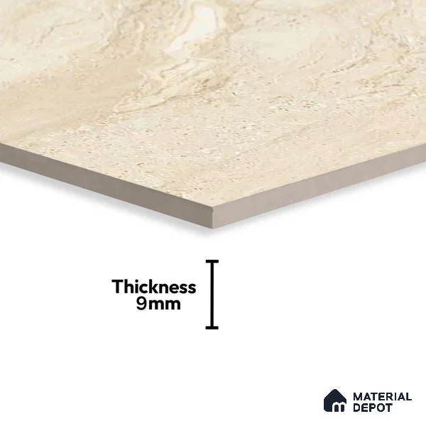 Marble Floor & Wall Tile TL 02204 Dyna Beige 4 ft x 2 ft Glossy Finish Vitrified Tile - 9 mm (Random 5) (Sample)