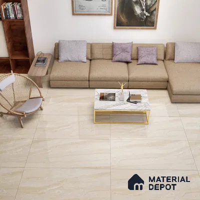 Marble Floor & Wall Tile TL 02204 Dyna Beige 4 ft x 2 ft Glossy Finish Vitrified Tile - 9 mm (Random 5) (Sample)