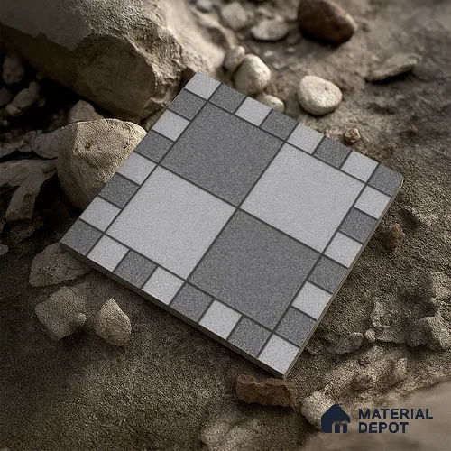 Budget Friendly Stone Look Value for Money Parking Floor Tile 16 x 16 inch | TL 00658 B | Vitrified Matte Finish Tile - 12 mm | Suitable For Parking, Outdoor, Balcony & Terrace | Pattern Alignment May Vary | 2-3 mm Spacer is Mandatory