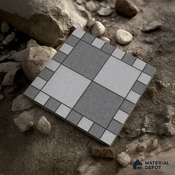 Budget Friendly Stone Look Value for Money Parking Floor Tile 16 x 16 inch | TL 00658 B | Vitrified Matte Finish Tile - 12 mm | Suitable For Parking, Outdoor, Balcony & Terrace | Pattern Alignment May Vary | 2-3 mm Spacer is Mandatory