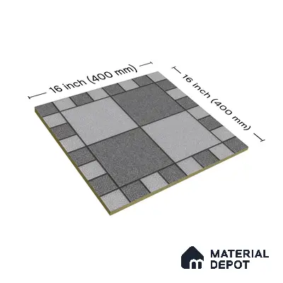Budget Friendly Stone Look Value for Money Parking  Floor Tile 16 x 16 inch | TL 00658 B | Vitrified Matte Finish Tile - 12 mm | Suitable For Parking, Outdoor, Balcony & Terrace | Pattern Alignment May Vary | 2-3 mm Spacer is Mandatory