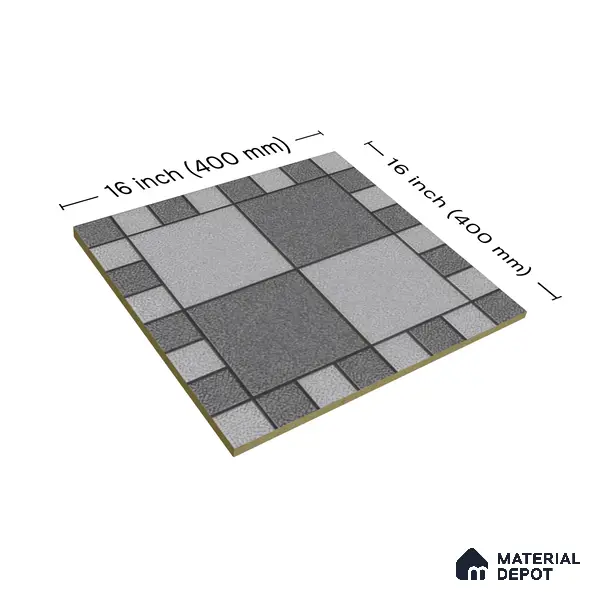 Budget Friendly Stone Look Value for Money Parking Floor Tile 16 x 16 inch | TL 00658 B | Vitrified Matte Finish Tile - 12 mm | Suitable For Parking, Outdoor, Balcony & Terrace | Pattern Alignment May Vary | 2-3 mm Spacer is Mandatory