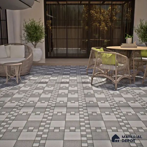 Budget Friendly Stone Look Value for Money Parking Floor Tile 16 x 16 inch | TL 00658 B | Vitrified Matte Finish Tile - 12 mm | Suitable For Parking, Outdoor, Balcony & Terrace | Pattern Alignment May Vary | 2-3 mm Spacer is Mandatory