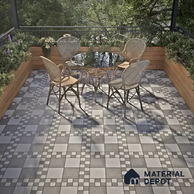 Budget Friendly Stone Look Value for Money Parking  Floor Tile 16 x 16 inch | TL 00658 B | Vitrified Matte Finish Tile - 12 mm | Suitable For Parking, Outdoor, Balcony & Terrace | Pattern Alignment May Vary | 2-3 mm Spacer is Mandatory