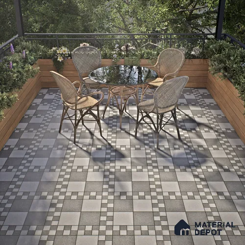Budget Friendly Stone Look Value for Money Parking Floor Tile 16 x 16 inch | TL 00658 B | Vitrified Matte Finish Tile - 12 mm | Suitable For Parking, Outdoor, Balcony & Terrace | Pattern Alignment May Vary | 2-3 mm Spacer is Mandatory