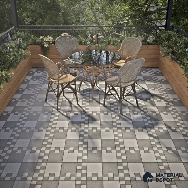 Budget Friendly Stone Look Value for Money Parking Floor Tile 16 x 16 inch | TL 00658 B | Vitrified Matte Finish Tile - 12 mm | Suitable For Parking, Outdoor, Balcony & Terrace | Pattern Alignment May Vary | 2-3 mm Spacer is Mandatory