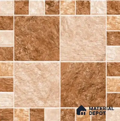 Budget Friendly Stone Look Value for Money Parking  Floor Tile 16 x 16 inch | TL 00658 A | Vitrified Matte Finish Tile - 12 mm | Suitable For Parking, Outdoor, Balcony & Terrace | Pattern Alignment May Vary | 2-3 mm Spacer is Mandatory