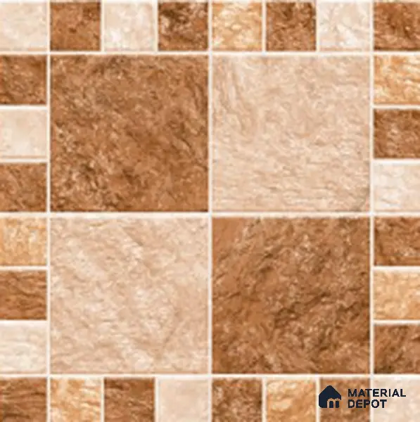 Budget Friendly Stone Look Value for Money Parking  Floor Tile 16 x 16 inch | TL 00658 A | Vitrified Matte Finish Tile - 12 mm | Suitable For Parking, Outdoor, Balcony & Terrace | Pattern Alignment May Vary | 2-3 mm Spacer is Mandatory