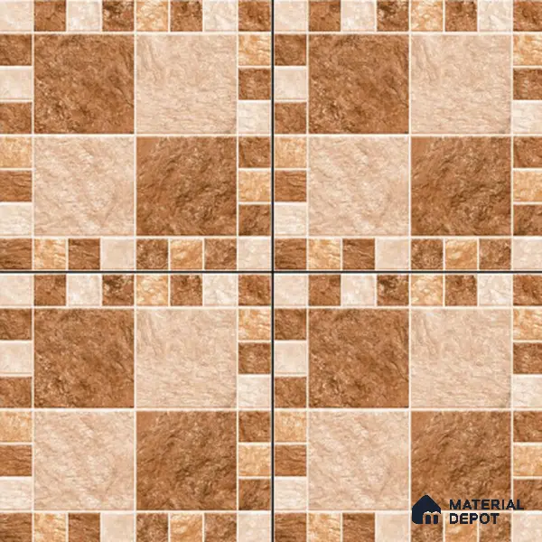 Budget Friendly Stone Look Value for Money Parking  Floor Tile 16 x 16 inch | TL 00658 A | Vitrified Matte Finish Tile - 12 mm | Suitable For Parking, Outdoor, Balcony & Terrace | Pattern Alignment May Vary | 2-3 mm Spacer is Mandatory