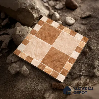 Budget Friendly Stone Look Value for Money Parking  Floor Tile 16 x 16 inch | TL 00658 A | Vitrified Matte Finish Tile - 12 mm | Suitable For Parking, Outdoor, Balcony & Terrace | Pattern Alignment May Vary | 2-3 mm Spacer is Mandatory