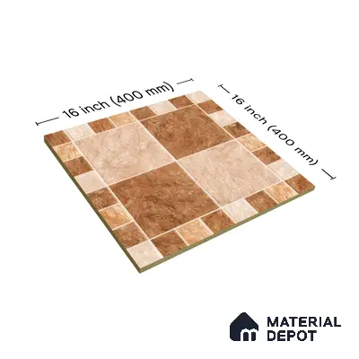 Budget Friendly Stone Look Value for Money Parking  Floor Tile 16 x 16 inch | TL 00658 A | Vitrified Matte Finish Tile - 12 mm | Suitable For Parking, Outdoor, Balcony & Terrace | Pattern Alignment May Vary | 2-3 mm Spacer is Mandatory