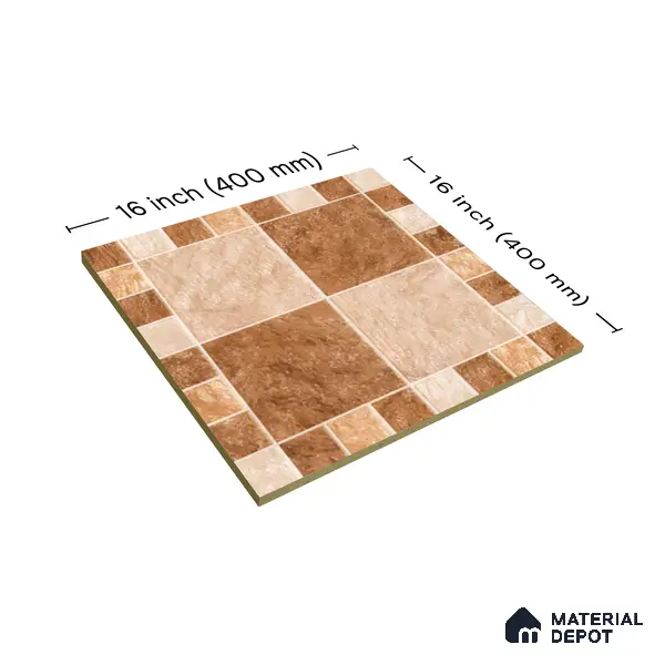 Budget Friendly Stone Look Value for Money Parking  Floor Tile 16 x 16 inch | TL 00658 A | Vitrified Matte Finish Tile - 12 mm | Suitable For Parking, Outdoor, Balcony & Terrace | Pattern Alignment May Vary | 2-3 mm Spacer is Mandatory