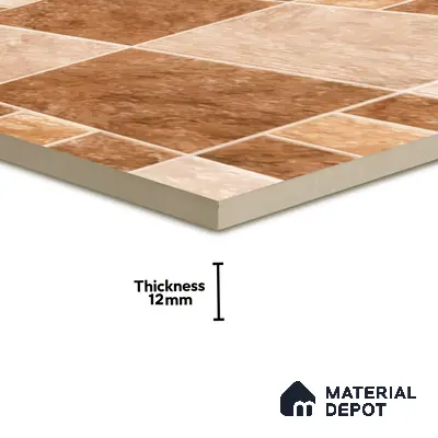 Budget Friendly Stone Look Value for Money Parking  Floor Tile 16 x 16 inch | TL 00658 A | Vitrified Matte Finish Tile - 12 mm | Suitable For Parking, Outdoor, Balcony & Terrace | Pattern Alignment May Vary | 2-3 mm Spacer is Mandatory