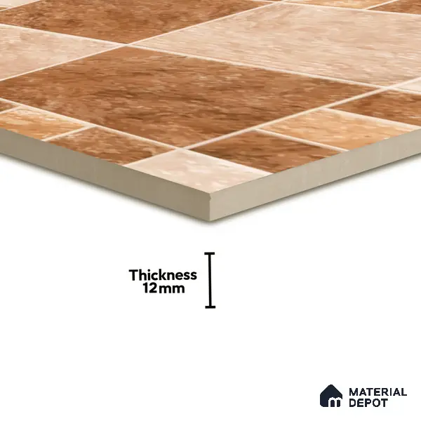 Budget Friendly Stone Look Value for Money Parking  Floor Tile 16 x 16 inch | TL 00658 A | Vitrified Matte Finish Tile - 12 mm | Suitable For Parking, Outdoor, Balcony & Terrace | Pattern Alignment May Vary | 2-3 mm Spacer is Mandatory