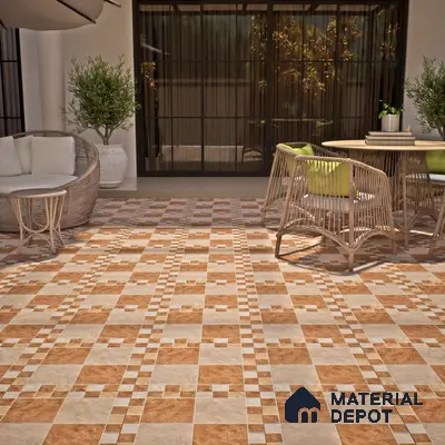 Budget Friendly Stone Look Value for Money Parking  Floor Tile 16 x 16 inch | TL 00658 A | Vitrified Matte Finish Tile - 12 mm | Suitable For Parking, Outdoor, Balcony & Terrace | Pattern Alignment May Vary | 2-3 mm Spacer is Mandatory