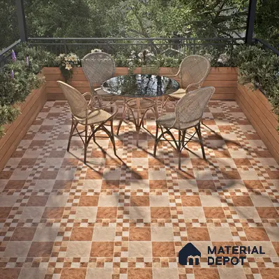 Budget Friendly Stone Look Value for Money Parking  Floor Tile 16 x 16 inch | TL 00658 A | Vitrified Matte Finish Tile - 12 mm | Suitable For Parking, Outdoor, Balcony & Terrace | Pattern Alignment May Vary | 2-3 mm Spacer is Mandatory