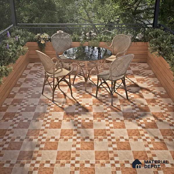 Budget Friendly Stone Look Value for Money Parking  Floor Tile 16 x 16 inch | TL 00658 A | Vitrified Matte Finish Tile - 12 mm | Suitable For Parking, Outdoor, Balcony & Terrace | Pattern Alignment May Vary | 2-3 mm Spacer is Mandatory