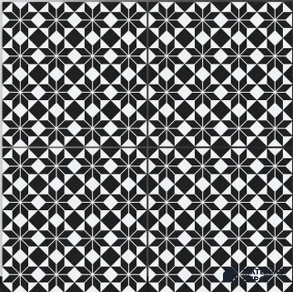 Moroccan Wall & Floor Tile TL 01437 Eerie Black 2 ft x 2 ft Matte Finish Vitrified Tile - 9 mm | Suitable For Kitchen, Bathroom, Dining Area | Please Expect a Slight Variation of Pattern