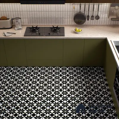 Moroccan Wall & Floor Tile TL 01437 Eerie Black 2 ft x 2 ft Matte Finish Vitrified Tile - 9 mm | Suitable For Kitchen, Bathroom, Dining Area | Please Expect a Slight Variation of Pattern