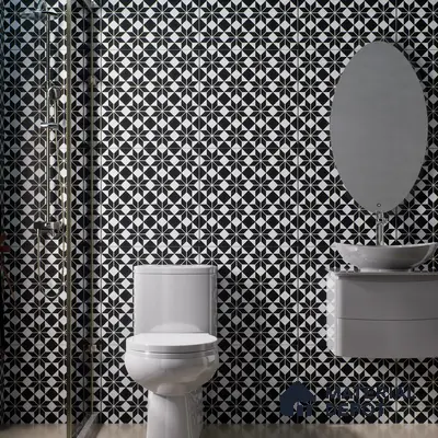 Moroccan Wall & Floor Tile TL 01437 Eerie Black 2 ft x 2 ft Matte Finish Vitrified Tile - 9 mm | Suitable For Kitchen, Bathroom, Dining Area | Please Expect a Slight Variation of Pattern