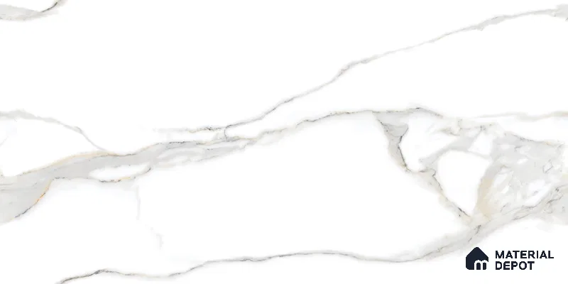 Endless Marble Floor & Wall Tile | TL 01183 Effulgent White | 4 ft x 2 ft Glossy Finish Vitrified Tile - 9 mm | Suitable For Living Room, Bedroom, Dining Area