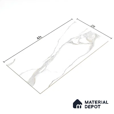 Endless Marble Floor & Wall Tile | TL 01183 Effulgent White | 4 ft x 2 ft Glossy Finish Vitrified Tile - 9 mm | Suitable For Living Room, Bedroom, Dining Area