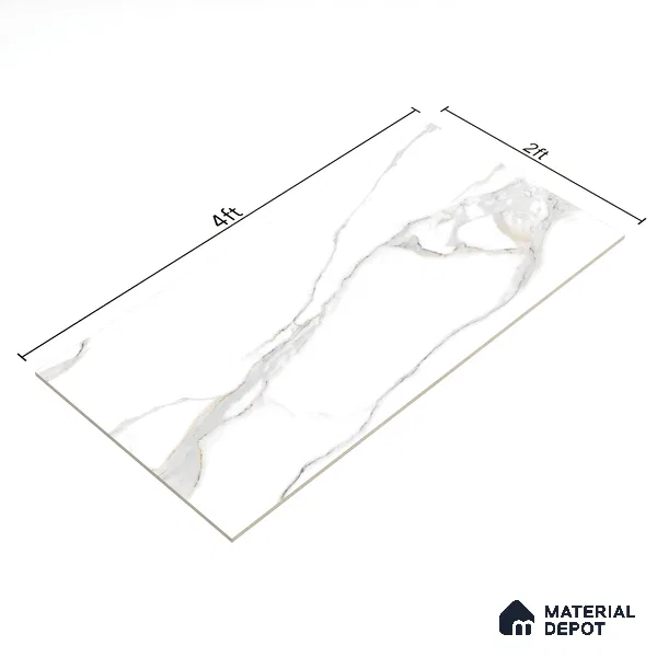 Endless Marble Floor & Wall Tile | TL 01183 Effulgent White | 4 ft x 2 ft Glossy Finish Vitrified Tile - 9 mm | Suitable For Living Room, Bedroom, Dining Area