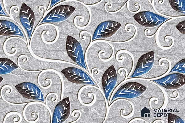 TL 01917 B Flowery Grey Highlighter 1 18 x 12 inch Glossy Finish Ceramic Wall Tile - 6 mm