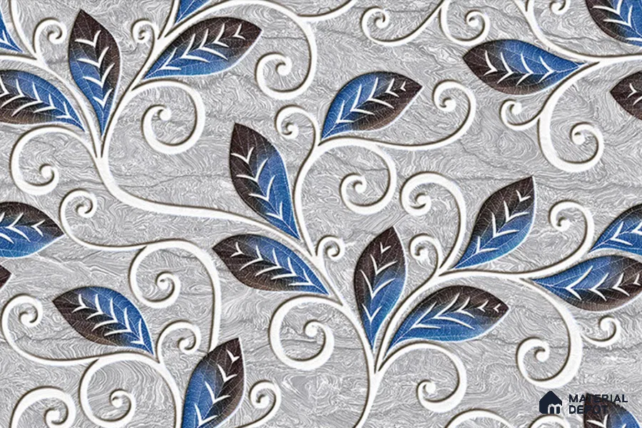 TL 01917 B Flowery Grey Highlighter 1 18 x 12 inch Glossy Finish Ceramic Wall Tile - 6 mm