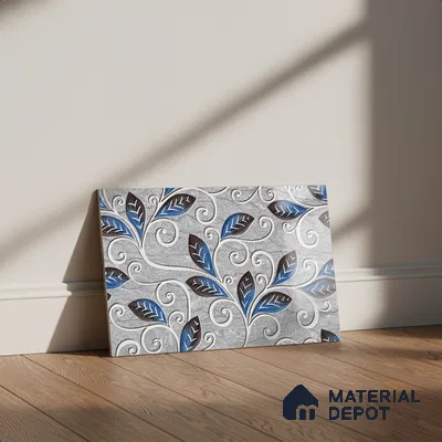 TL 01917 B Flowery Grey Highlighter 1 18 x 12 inch Glossy Finish Ceramic Wall Tile - 6 mm