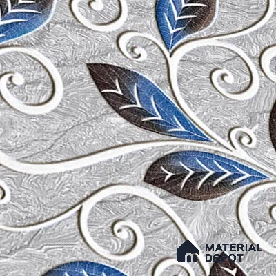 TL 01917 B Flowery Grey Highlighter 1 18 x 12 inch Glossy Finish Ceramic Wall Tile - 6 mm