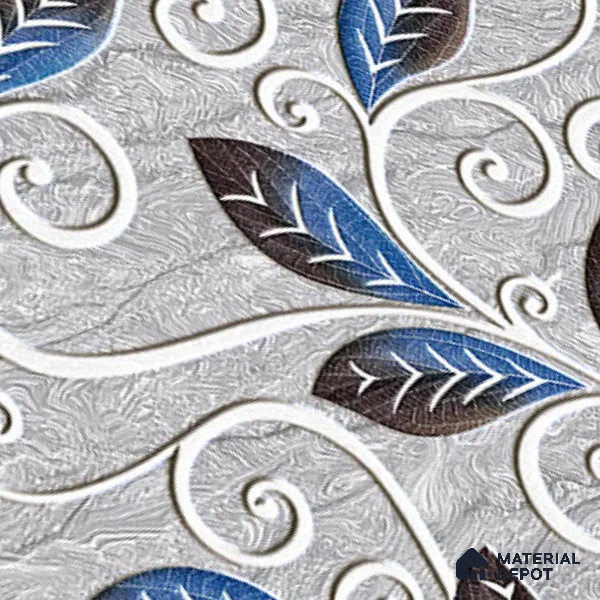 TL 01917 B Flowery Grey Highlighter 1 18 x 12 inch Glossy Finish Ceramic Wall Tile - 6 mm