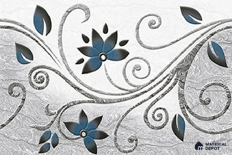 Highlighter Wall Tile TL 01917 C Silver & Blue Highlighter 2 18 x 12 inch Glossy Finish Ceramic Wall Tile - 6 mm