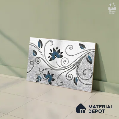 Highlighter Wall Tile TL 01917 C Silver & Blue Highlighter 2 18 x 12 inch Glossy Finish Ceramic Wall Tile - 6 mm