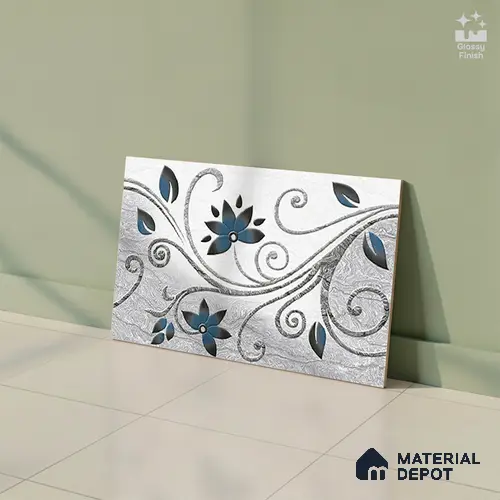 Highlighter Wall Tile TL 01917 C Silver & Blue Highlighter 2 18 x 12 inch Glossy Finish Ceramic Wall Tile - 6 mm