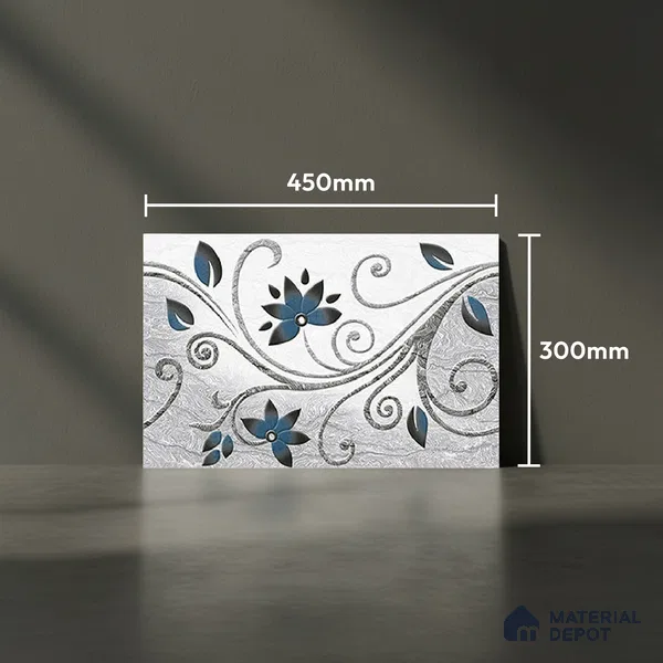 Highlighter Wall Tile TL 01917 C Silver & Blue Highlighter 2 18 x 12 inch Glossy Finish Ceramic Wall Tile - 6 mm