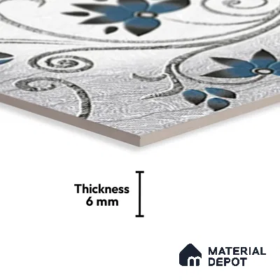Highlighter Wall Tile TL 01917 C Silver & Blue Highlighter 2 18 x 12 inch Glossy Finish Ceramic Wall Tile - 6 mm