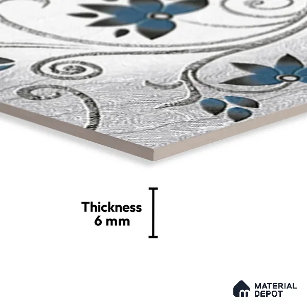 Highlighter Wall Tile TL 01917 C Silver & Blue Highlighter 2 18 x 12 inch Glossy Finish Ceramic Wall Tile - 6 mm
