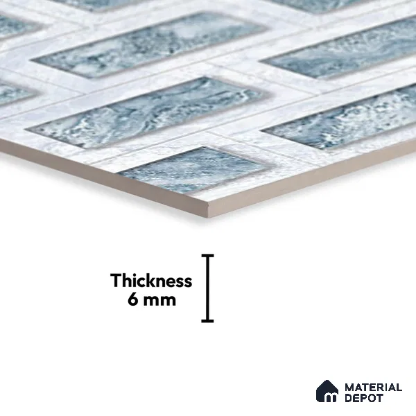 TL 01920 B Bluish Cream Highlighter 18 x 12 inch Glossy Finish Ceramic Wall Tile - 6 mm