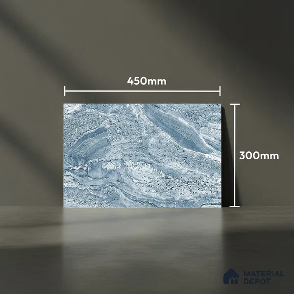 TL 01920 C Aqua Blue Dark 18 x 12 inch Glossy Finish Ceramic Wall Tile - 6 mm