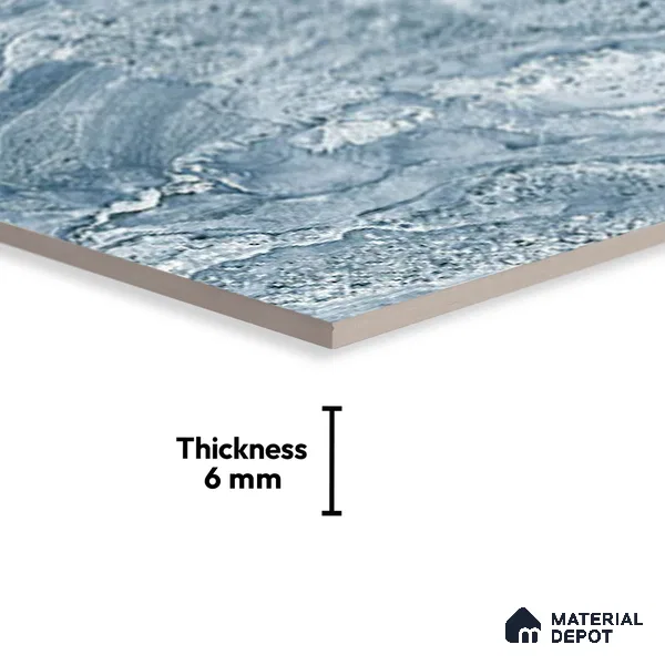 TL 01920 C Aqua Blue Dark 18 x 12 inch Glossy Finish Ceramic Wall Tile - 6 mm